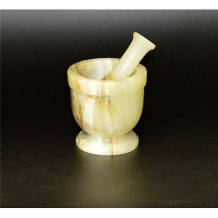 MARBLE CRAFTER Marble Crafter MO96A-LG 4 in. Traditional Style Mortar & Pestle Set; Light Green Onyx MO96A-LG
